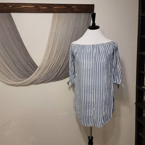 Cloth & Stone Striped Chambray Dress Sz XS - Picture 1 of 5